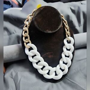 Chic Gold and White Link Necklace